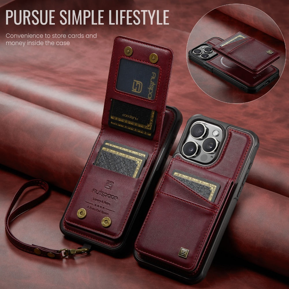 Luxury 2-in-1 Detachable Leather Flip Cover with Card Holder, Wrist Strap and Secure Magnetic Closure for Ultimate Protection