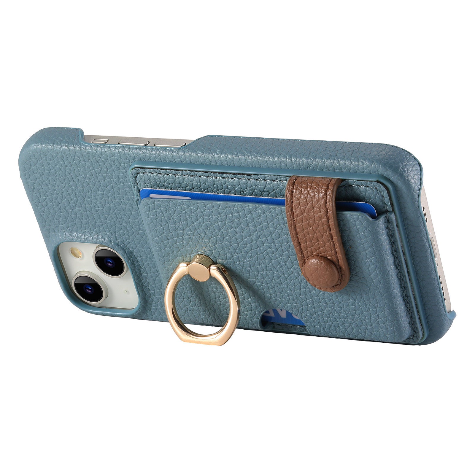 Premium Leather Ring Stand Wallet iPhone Case Card Holder, Magnetic Closure, and Kickstand Support for Hands-Free Convenience