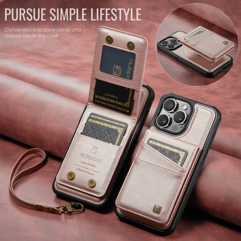 Luxury 2-in-1 Detachable Leather Flip Cover with Card Holder, Wrist Strap and Secure Magnetic Closure for Ultimate Protection