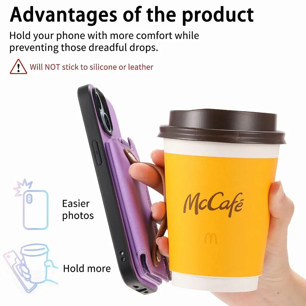 Luxury Detachable Zipper Wallet iPhone Case – Magnetic Flip Cover with Card Slots, and Protection for Ultimate Convenience