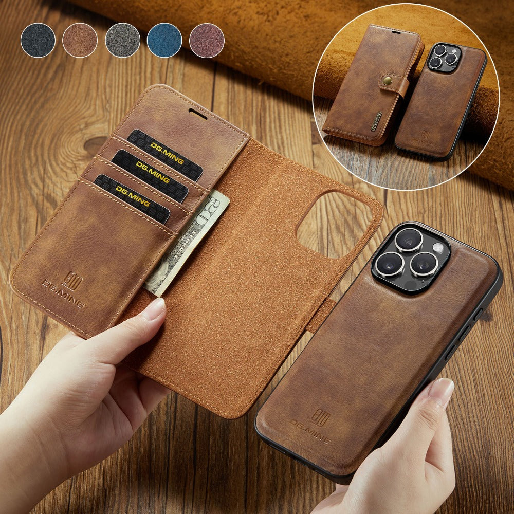 Premium Detachable Magnetic Leather Wallet iPhone Case – Card Holder, and Stylish Flip Cover for Secure and Convenient Use