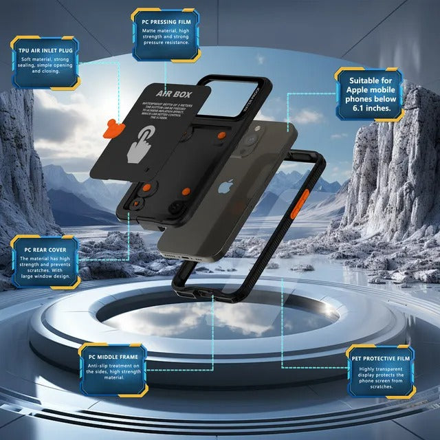Rugged Waterproof iPhone Case – IP68 Full Body Shockproof Cover with Dustproof Sealing and Underwater Protection for Outdoor Adventure