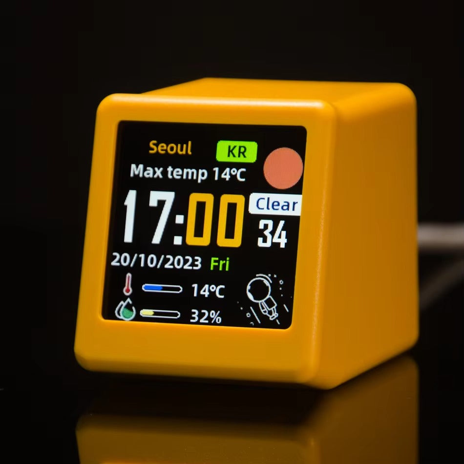 Premium Creative Smart WiFi Desktop Clock for iPhone –Mini Weather Display with Cute Animations, Electronic Photo Frame