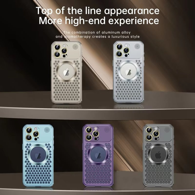 High Quality Apple iPhone Case, MagSafe Compatible, Camera Lens & Screen Protection, Ultra Thin, Shockproof, Magnetic Full All Around Cover – Metal Heat Dissipation Case with Magnetic Aluminum Back for Enhanced Cooling