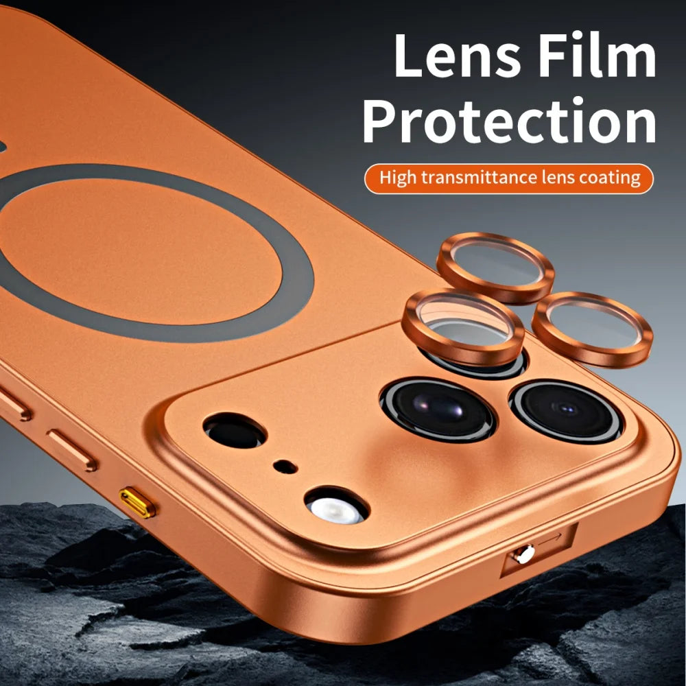 Premium iPhone Case MagSafe Compatible Magnetic Shockproof Cover with Camera Lens Protection Ultra Thin Full Protection Aluminum Metal Frame PC Back