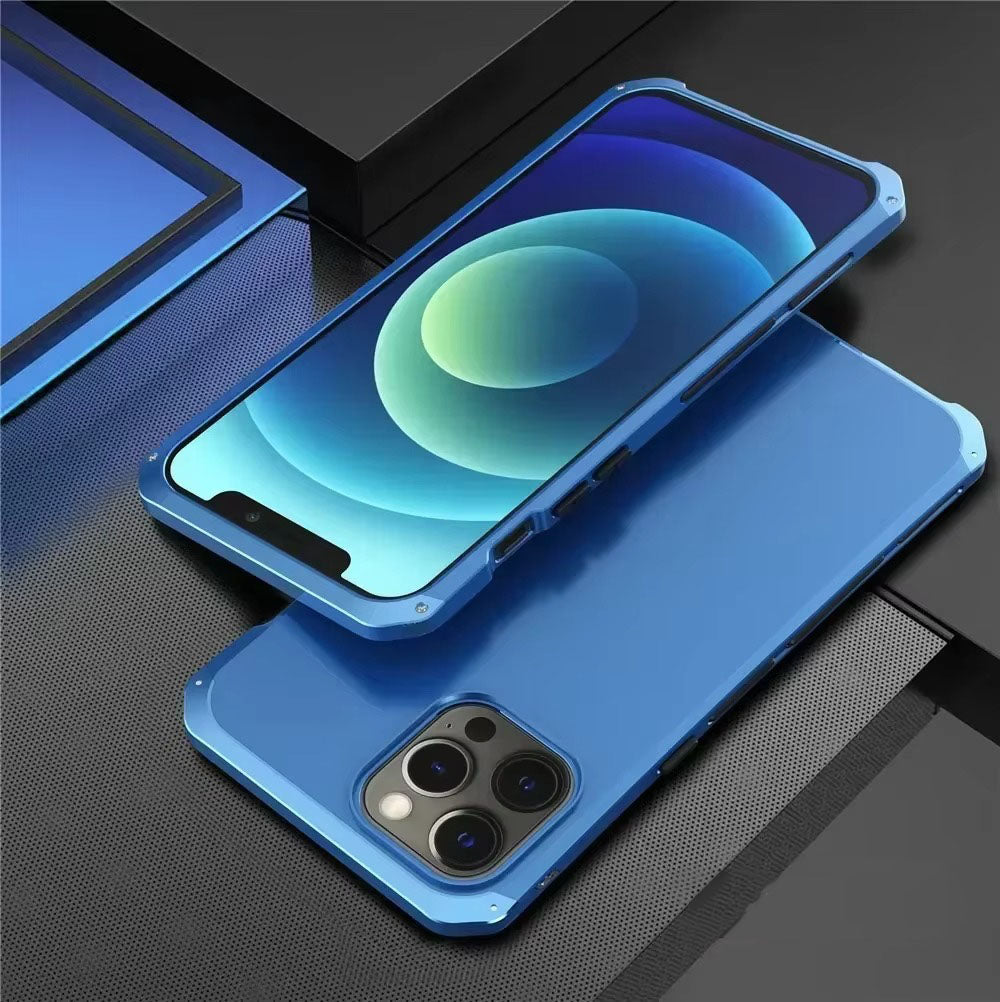 Robust Apple iPhone Case, MagSafe Compatible, Camera Lens & Screen Protection, Ultra Thin, Shockproof, Magnetic Full All Around Cover – Shockproof Metal Armor Case with Aluminum + PC Shell for Rugged Durability