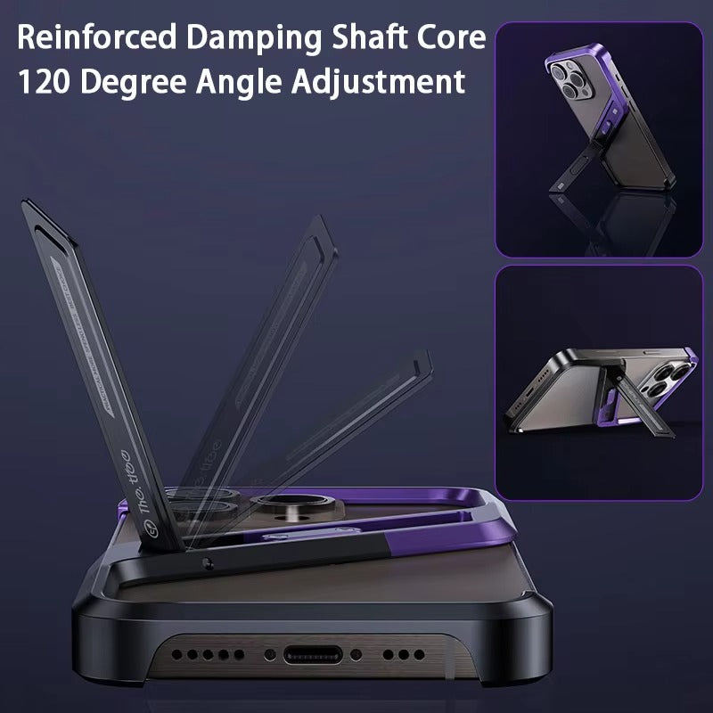 Premium Apple iPhone Case, MagSafe Compatible, Camera Lens & Screen Protection, Ultra Thin, Shockproof, Magnetic Full All Around Cover – Rimless Aluminum S-Type Case with Invisible Stand & Heat Dissipation Shell