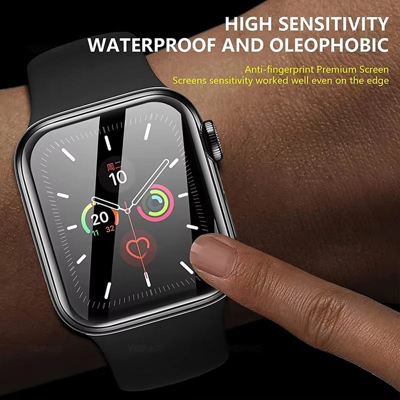 Premium 3D Full Cover Tempered Glass Screen Protector for Apple Watch – Anti-Fingerprint, Shockproof Case Bundle 38mm–49mm