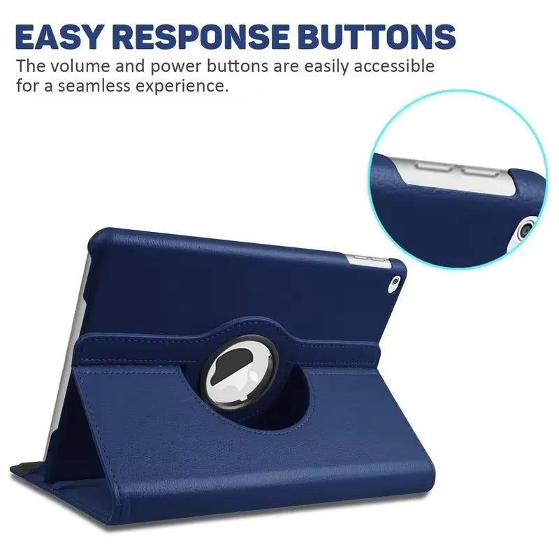 Premium 360° Rotating PU Leather iPad Case – Smart Cover with Auto Sleep/Wake, Shockproof Stand for 12.9" Pro & Air Tablets, Durable & Washable