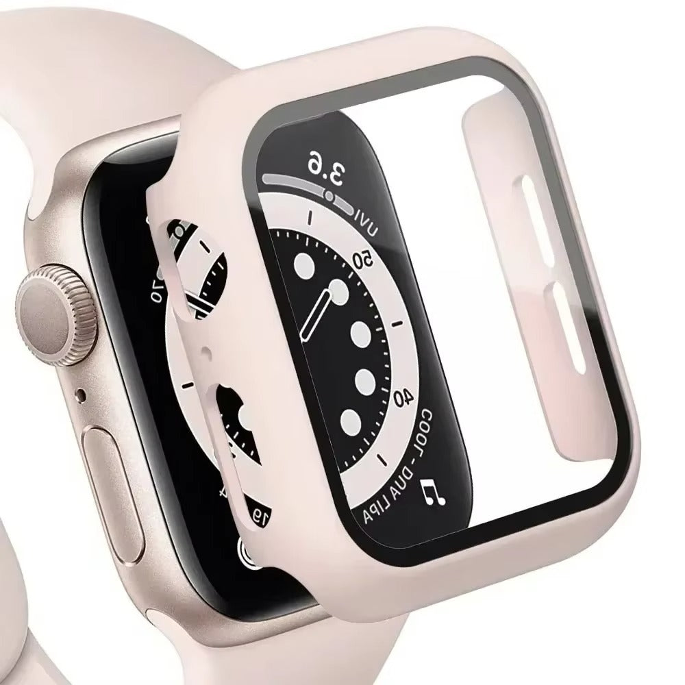 Tempered Glass Screen Protector Case – Full Cover Shockproof Bumper with Ultra-Clear Touch Glass, Compatible with 38mm to 45mm Smartwatches