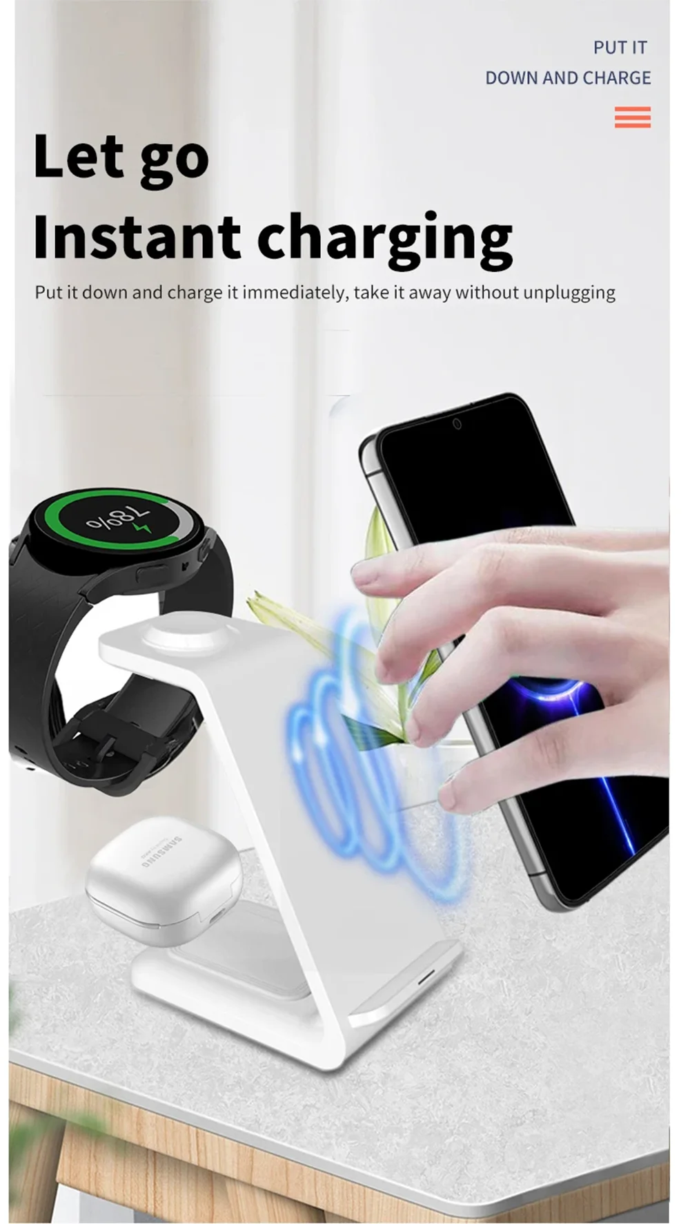 Premium 30W 3 in 1 Wireless Charging Station – Fast Charger Stand for iPhone, Apple Watch, AirPods with Dual Coil Design, Case Friendly & Safe Charging