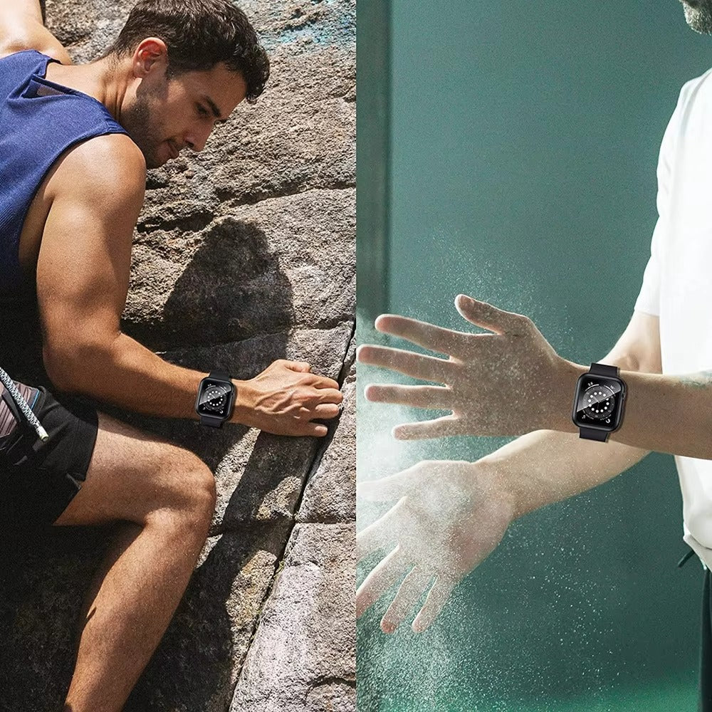 Premium Glass Screen Protector with Case Cover – Full Coverage Shockproof Protective Shell for 38mm to 45mm Smartwatch