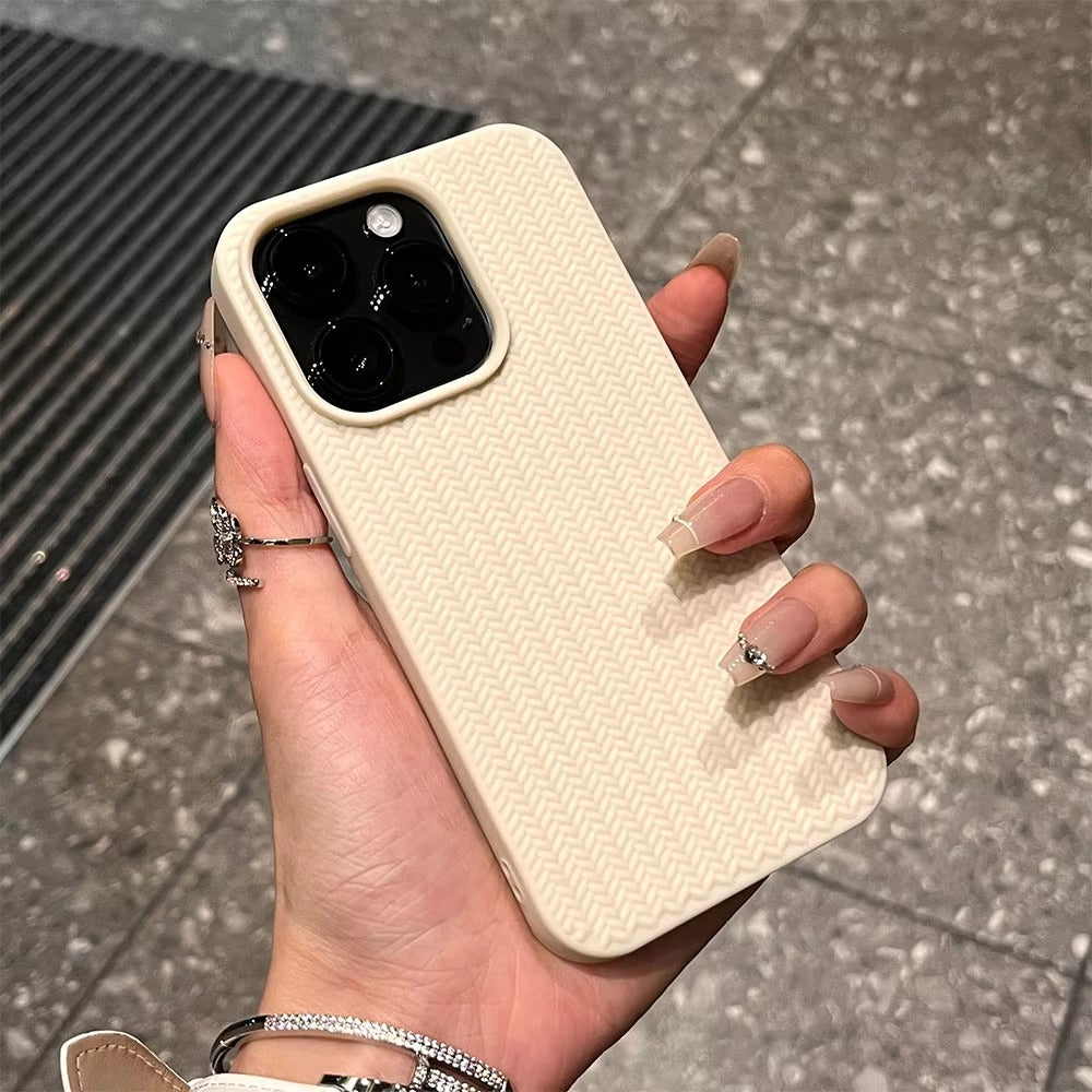 Luxury Apple iPhone Case, MagSafe Compatible, Camera Lens & Screen Protection, Ultra Thin, Shockproof, Magnetic Full All Around Cover – Woven Pattern Soft Silicone Case with Solid Color Stylish Design