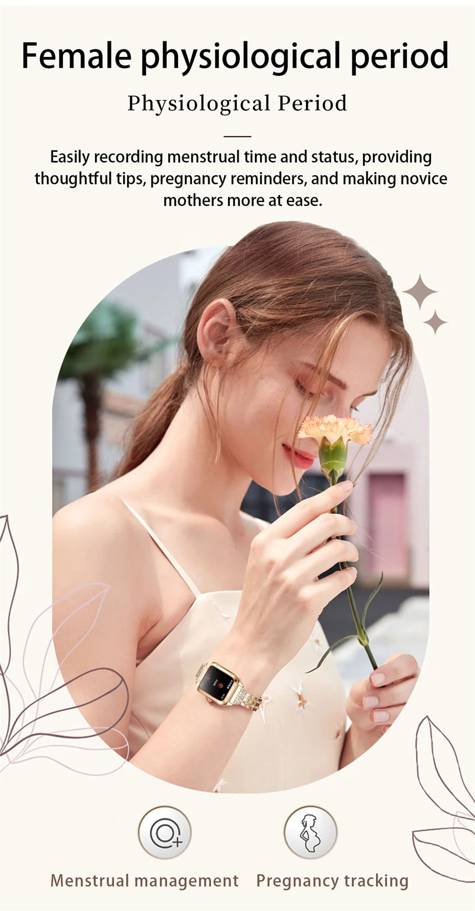 Luxury Women’s Smartwatch for iPhone – Bluetooth Call Fitness Tracker with Blood Pressure Monitor, Waterproof Sport Mode