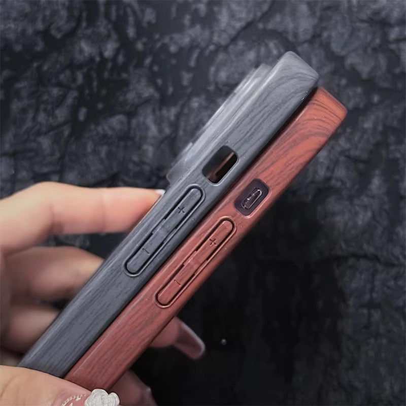 Premium Apple iPhone Case, MagSafe Compatible, Camera Lens Protection, Full All Around Protection, Wood Grain Back Cover