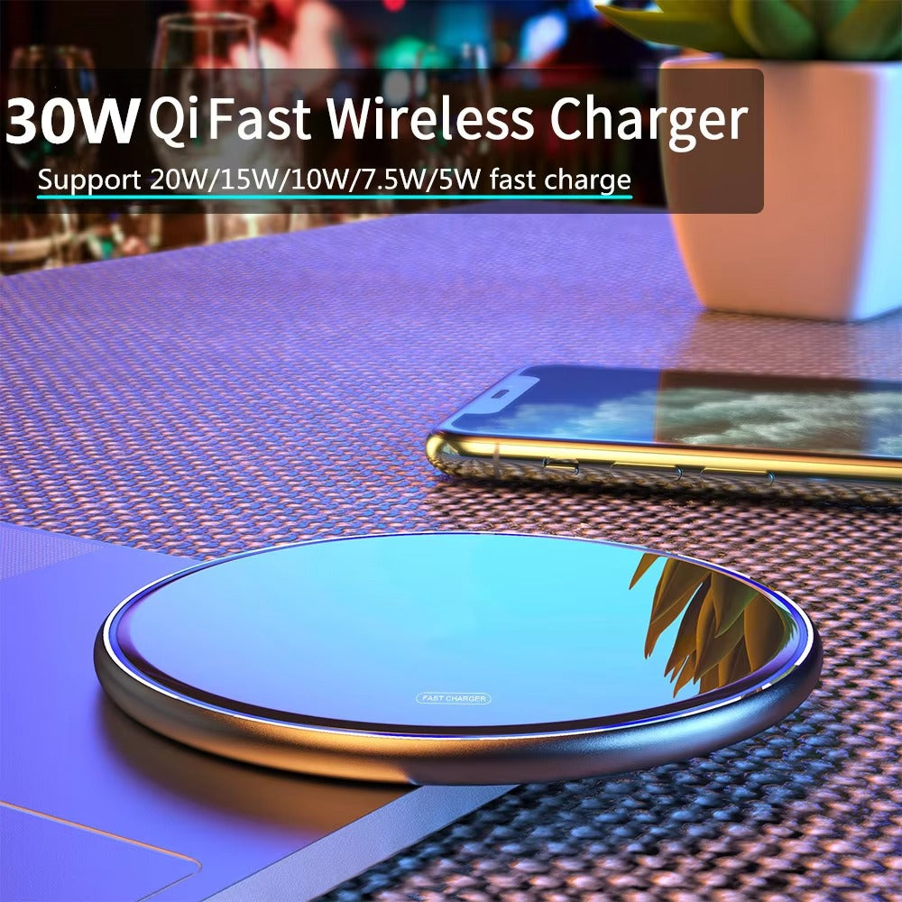 Premium, 30W Wireless Charging Pad – Fast Charger for iPhone, AirPods Pro, Qi-Enabled Devices, Quick Charge Station for Desk