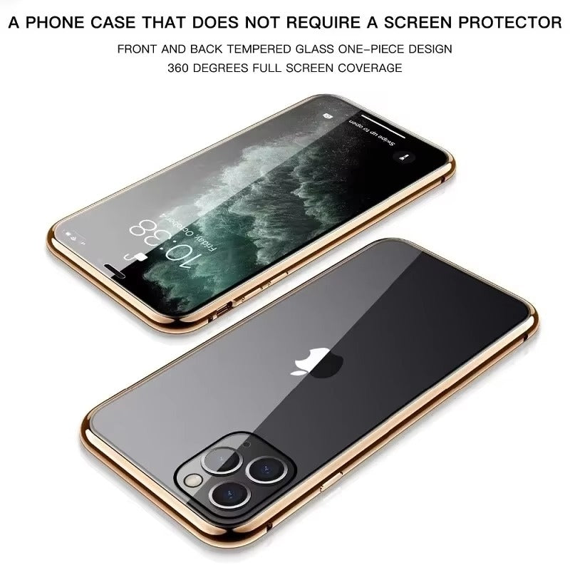 Premium Magnetic Glass Apple iPhone Case, MagSafe Compatible, Ultra Thin Shockproof Full Metal Frame Cover