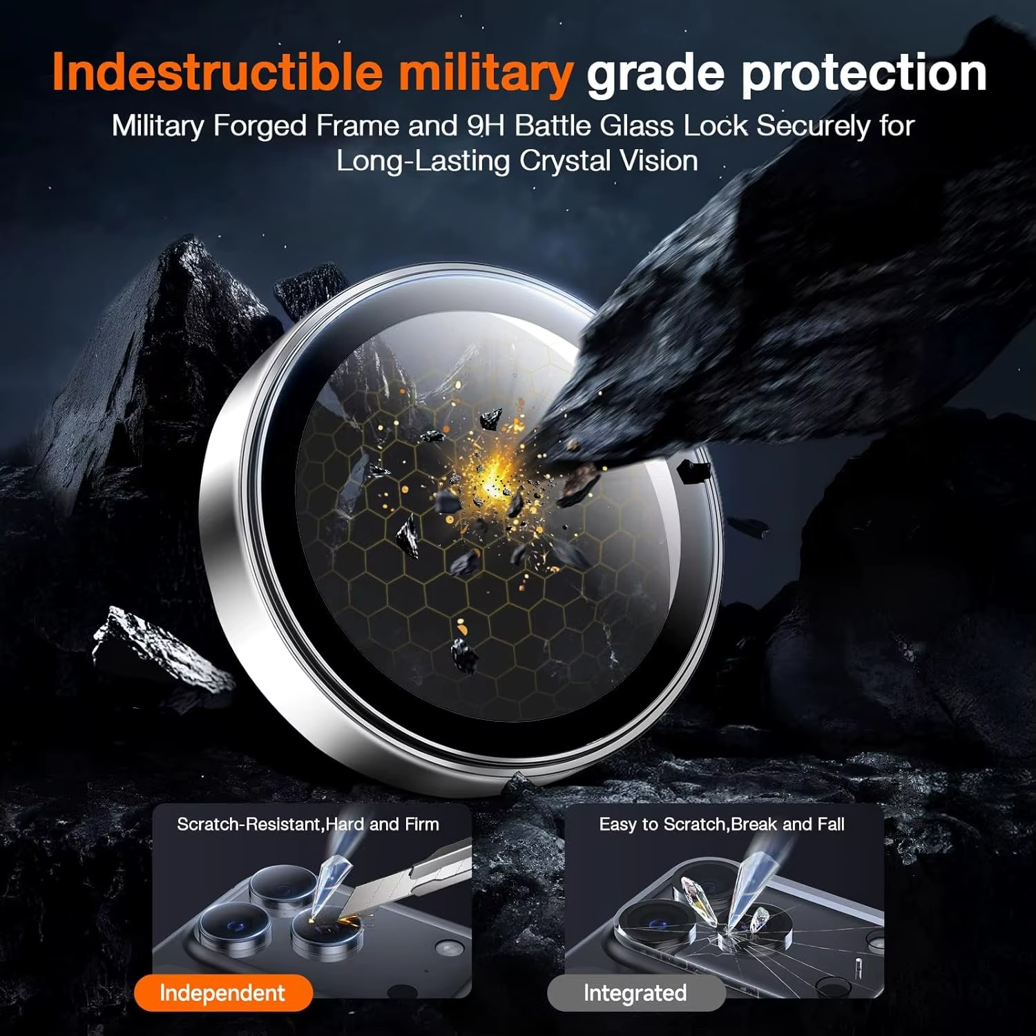 Premium Metal Camera Lens Protector – Tempered Glass Lens Cover Ring with Scratch Resistance, Shock Protection, Anti-Dust Coating and Precision Camera Protection