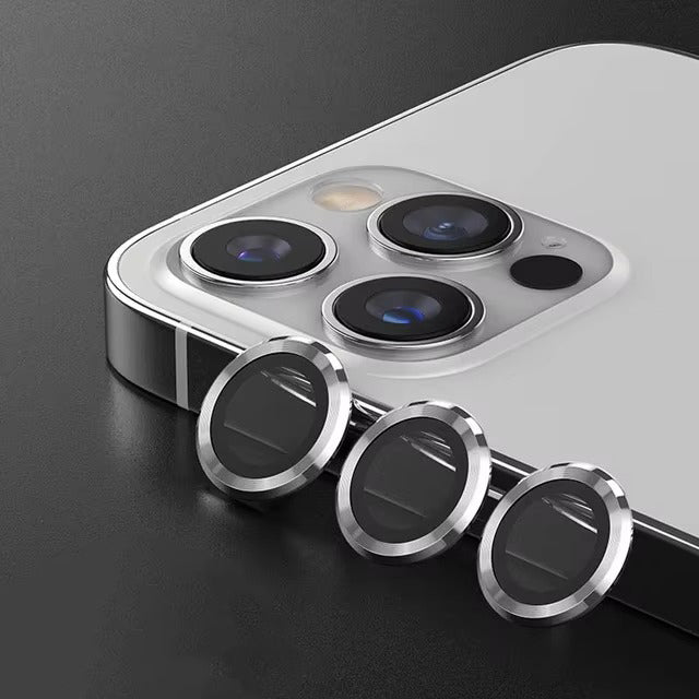 Luxury Metal Camera Lens Protector for iPhone – Diamond Edging, 9H Corning Glass, Anti-Scratch, Shockproof, Ultra HD Transparent Lens Cover Ring