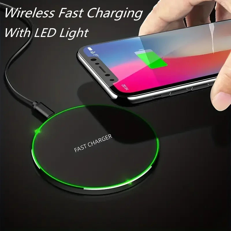 Premium 30W Wireless Charging Pad – Fast Induction Charger with Type C Connector, LED Indicator, Compatible with Apple iPhone, AirPods, iOS & Android Devices