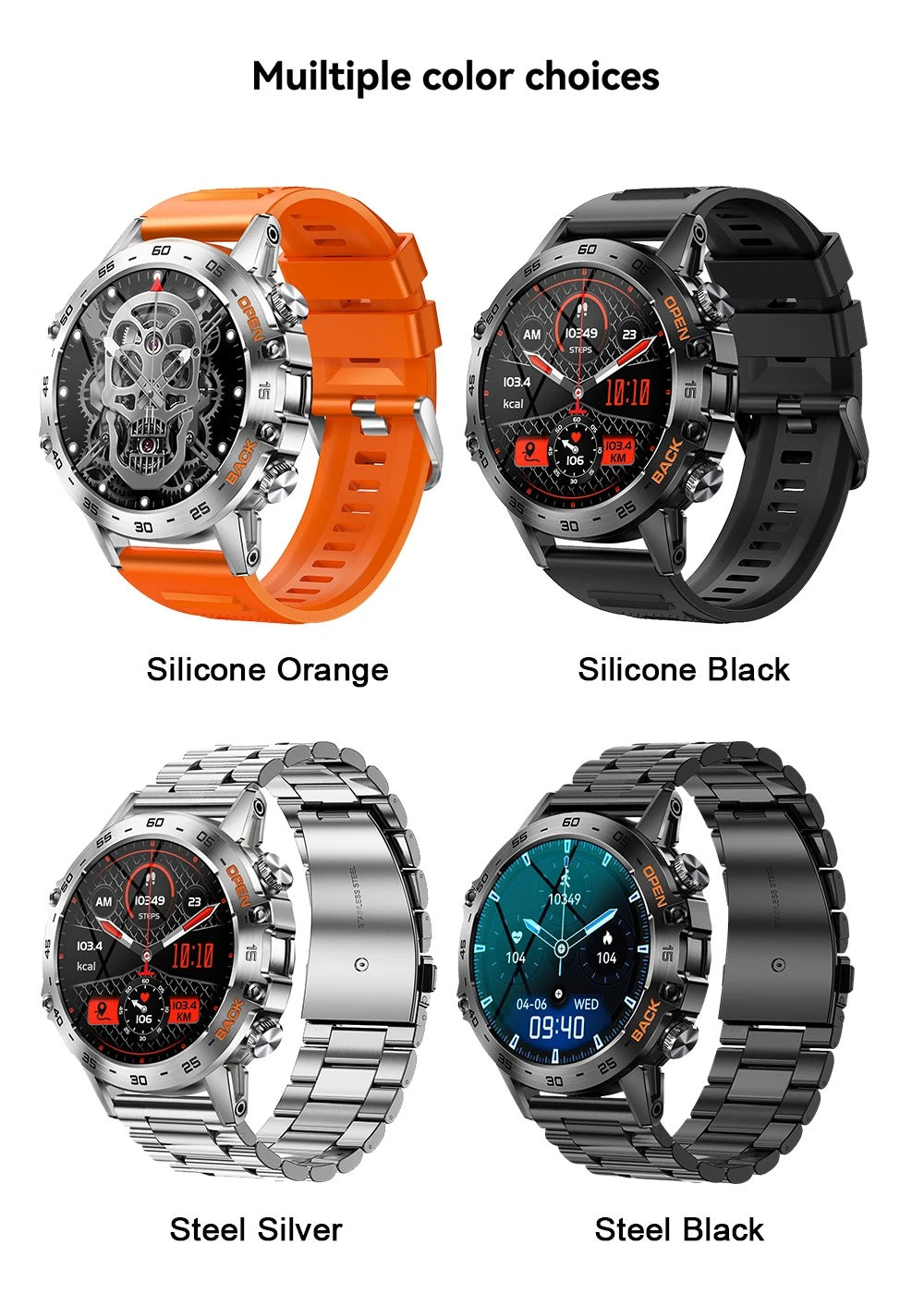 Luxury Bluetooth Call Smartwatch for iPhone – 1.39" Full Touch Fitness Tracker with Steel Band, IP67 Waterproof Health Watch