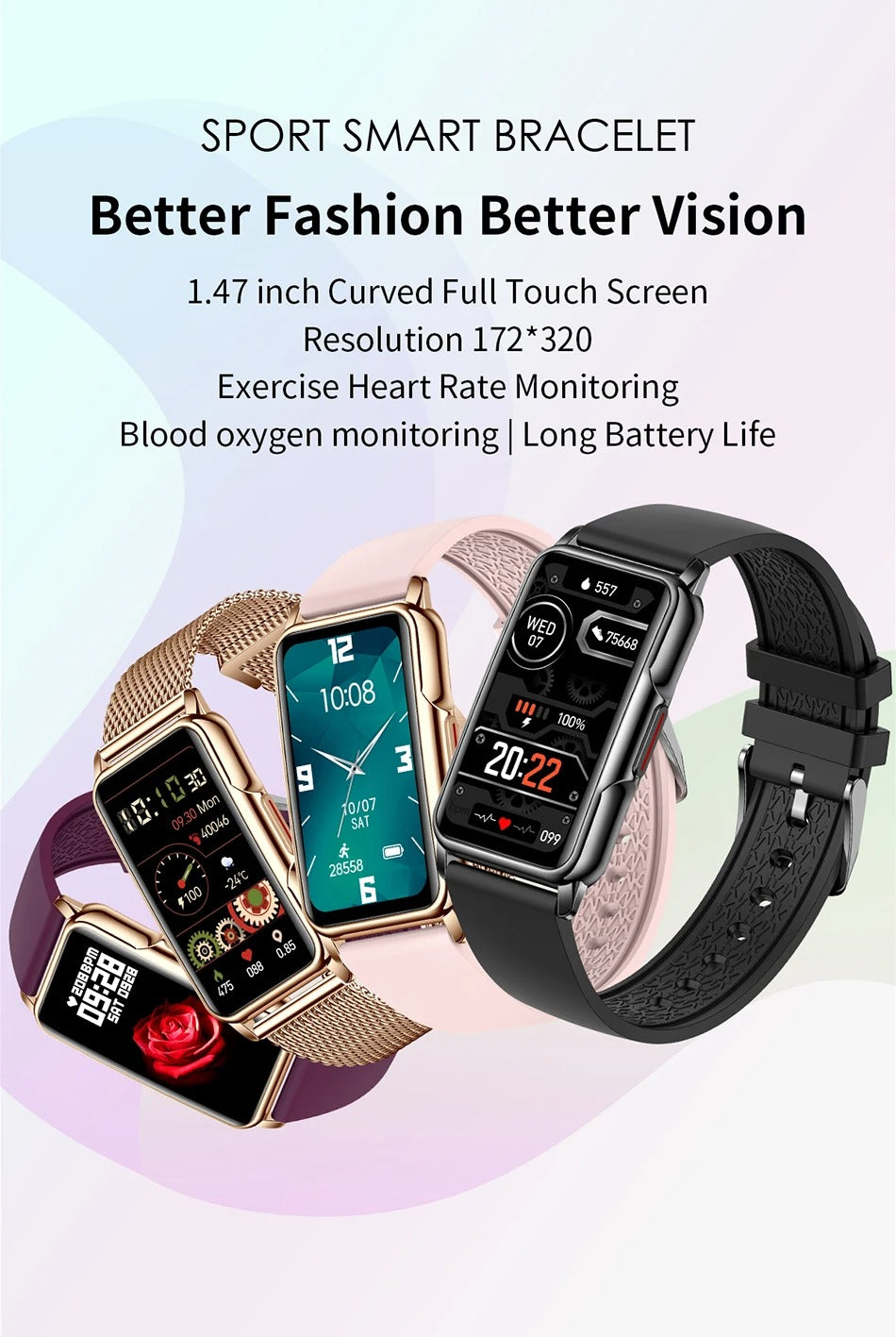 Luxury Smartwatch for Women with Bluetooth Calling – Full Touchscreen Fitness Tracker for iPhone, IP67 Waterproof, Heart Rate