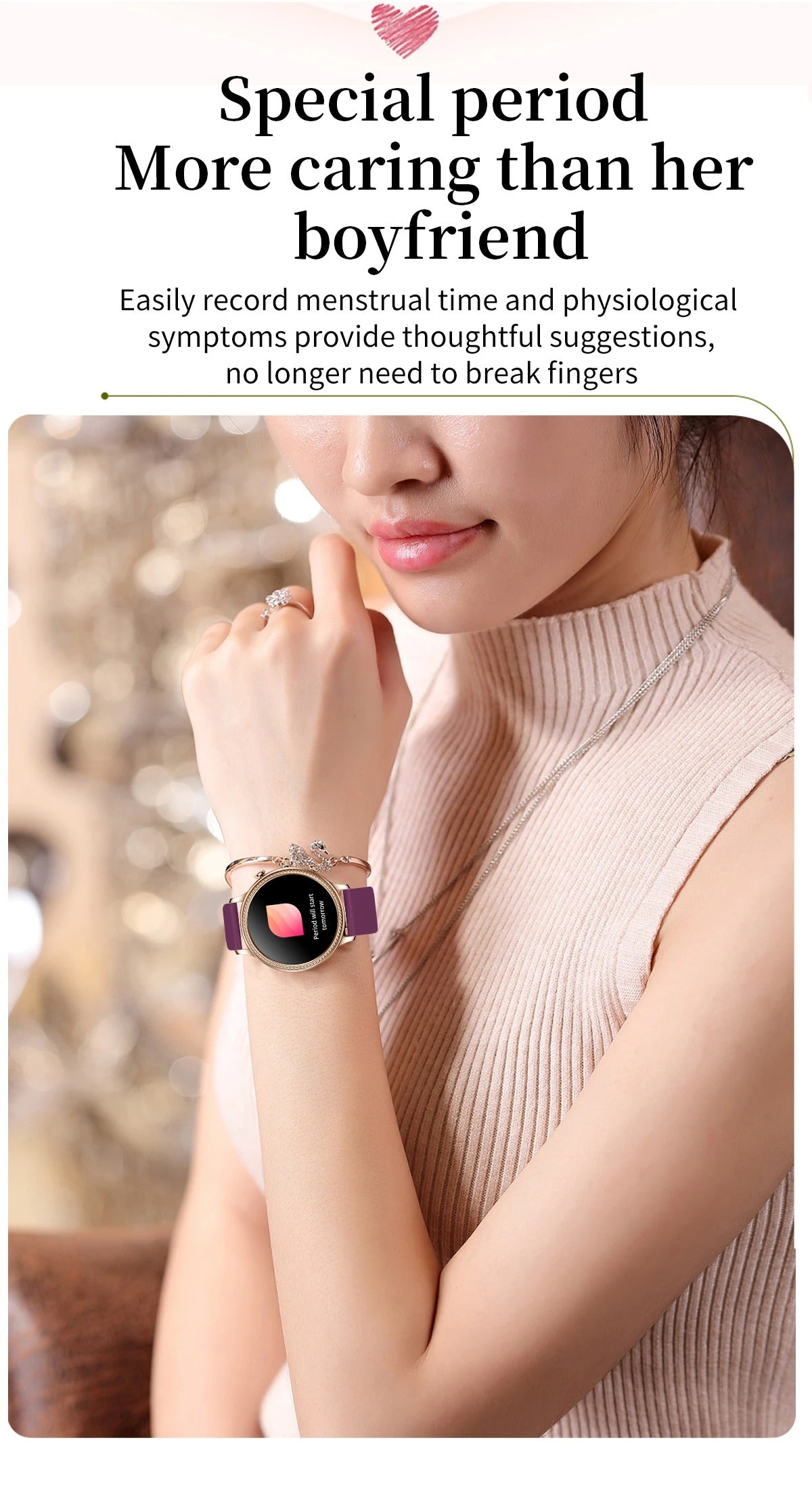 Luxury Women's Smartwatch with Bluetooth Calling – 1.39" HD Display, Heart Rate & SpO2 Monitor, Sleep Tracking, Menstrual Reminder, Fitness Watch Waterproof