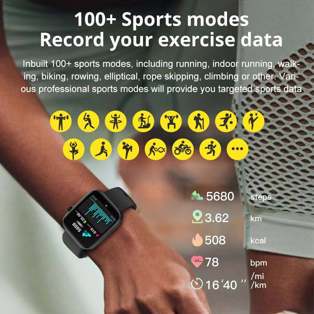 Premium Smartwatch with Bluetooth Calling, Health Monitoring Features, IP68 Waterproof Fitness Watch with Voice Assistant for iPhone Users