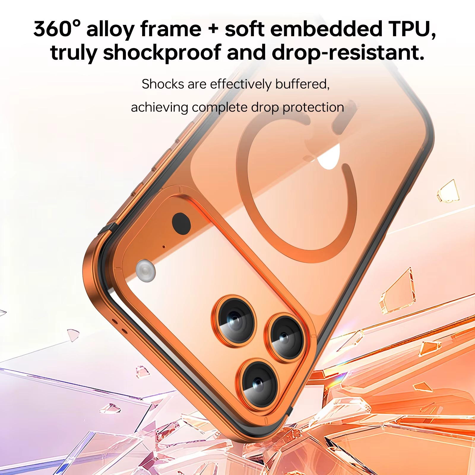 Premium Aluminum Alloy iPhone Case – MagSafe Compatible Magnetic Cover with Shockproof Frame, Transparent Back and Raised Camera Lens Protection