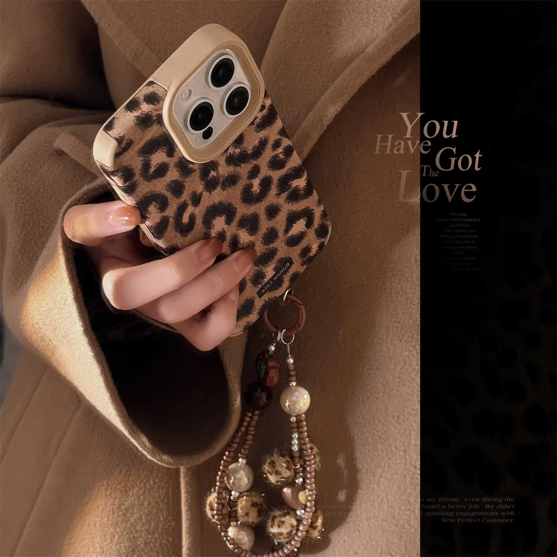 Luxury Apple iPhone Case, MagSafe Compatible, Camera Lens & Screen Protection, Ultra Thin, Shockproof, Magnetic Full All Around Cover – Leopard Print Cortex Case with Lanyard Bracelet & Soft Back Cover