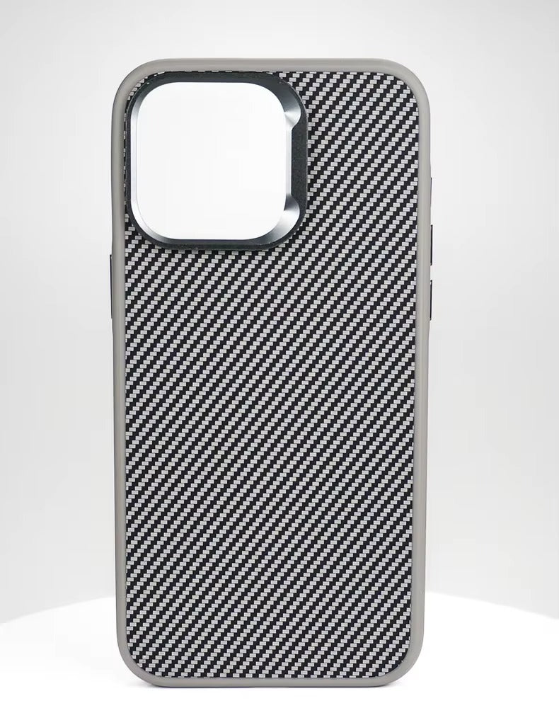 Luxury Apple iPhone Case, MagSafe Compatible, Camera Lens & Screen Protection, Ultra Thin, Shockproof, Magnetic Full All Around Cover – Carbon Fiber Texture Case with Soft Rubber Frame for Durable, Stylish Protection