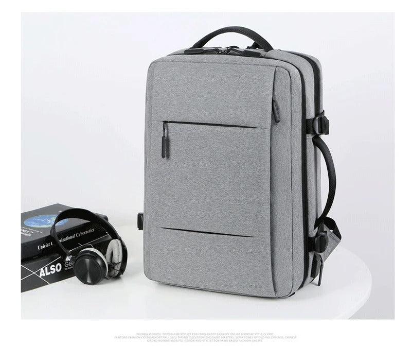 High Quality Waterproof Laptop Backpack for Men, Expandable USB Charging Bag, Business Travel School Rucksack
