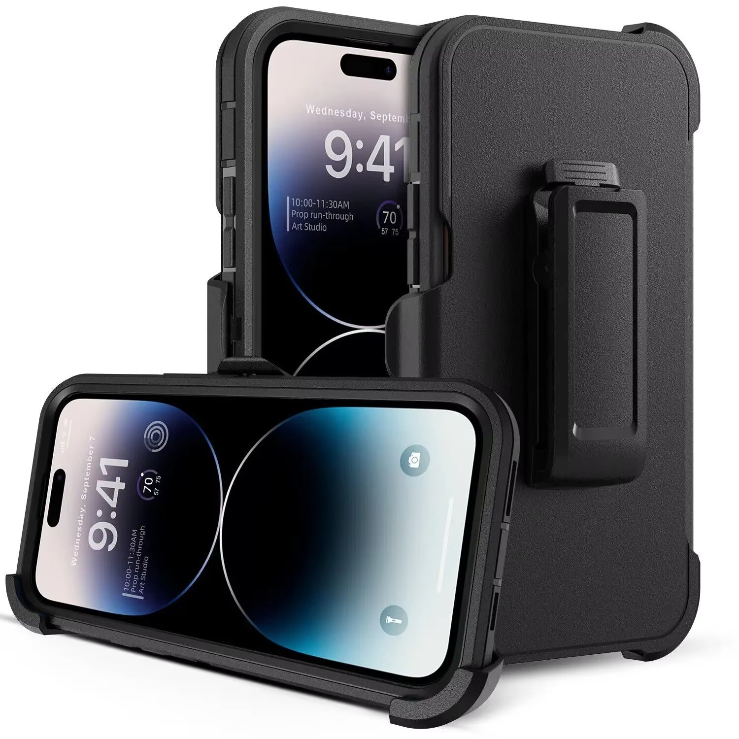 Robust Apple iPhone Case, MagSafe Compatible, Camera Lens & Screen Protection, Ultra Thin, Shockproof, Magnetic Full All Around Cover – Slide Belt Clip Holster Case with Kickstand Holder & Heavy Duty Back Protection