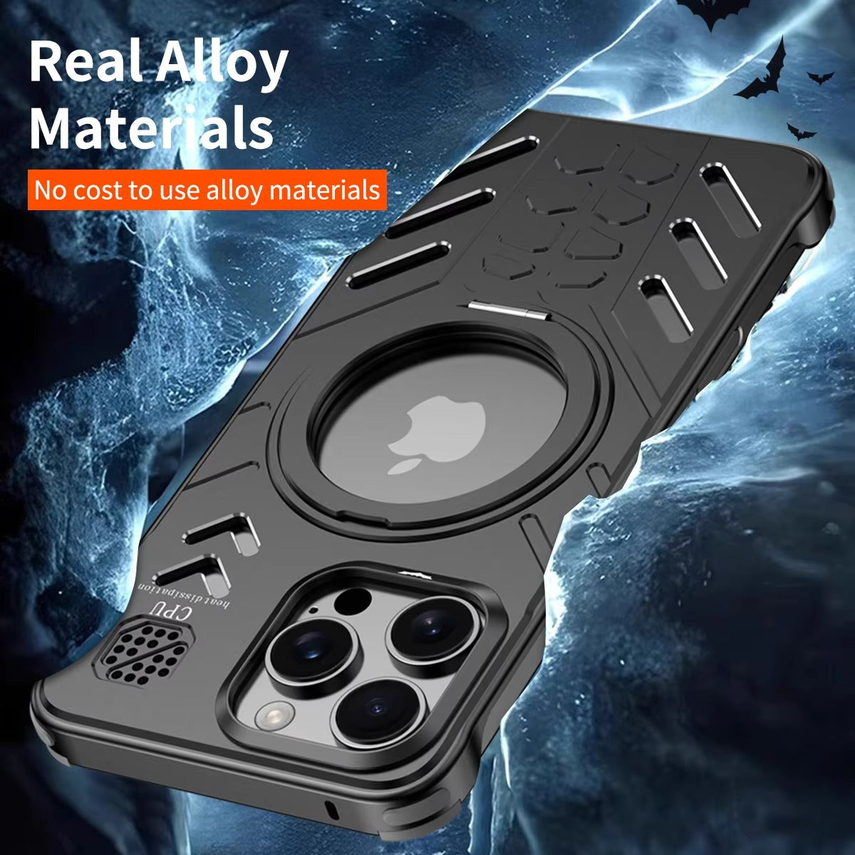 Luxury Apple iPhone Case, MagSafe Compatible, Camera Lens & Screen Protection, Ultra Thin, Shockproof, Magnetic Full All Around Cover – Hollow Aluminum Alloy Case with Magnetic Metal Holder, Stand & Heat Dissipation Design