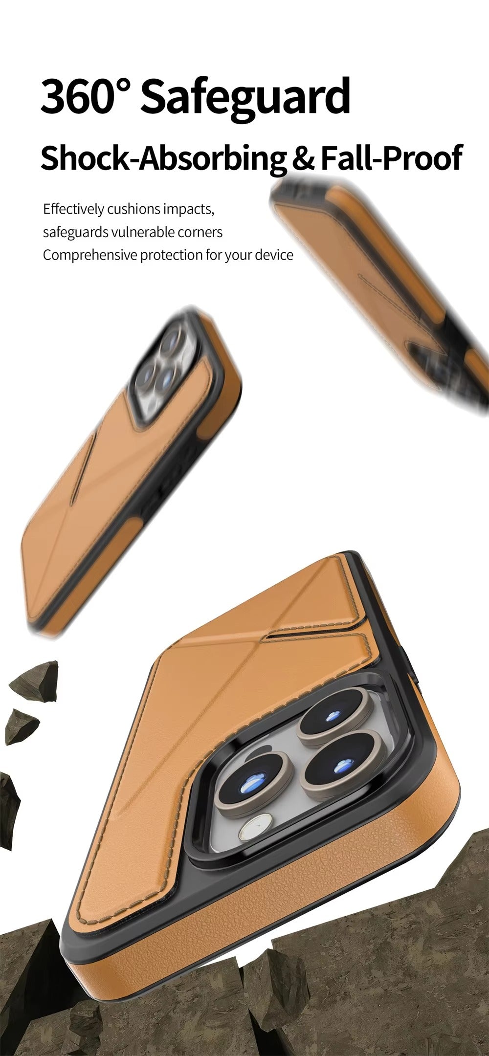 Luxury Apple iPhone Case, MagSafe Compatible, Camera Lens and Screen Protection, Ultra Thin, Shockproof, Magnetic, Full All Around Protection, Flip Leather Wallet Cover