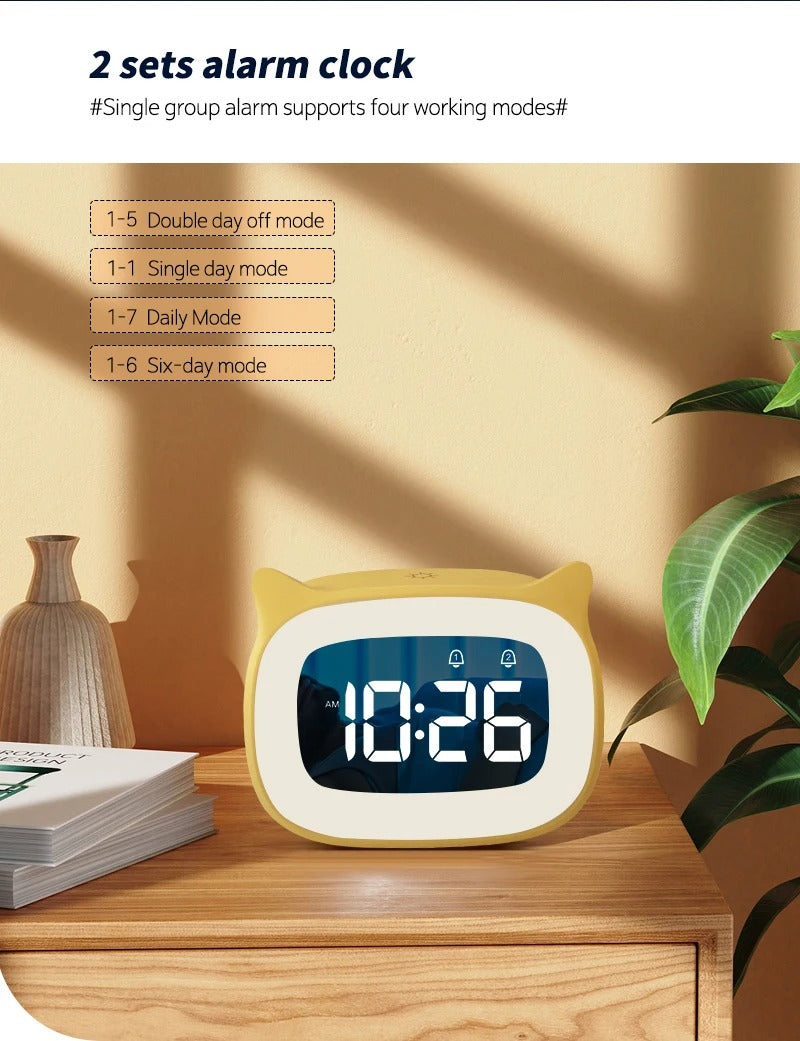 Premium Rechargeable LED Alarm Clock for iPhone Users – Touch Control Night Light, Always-On Display, 12/24H Music Desk Clock