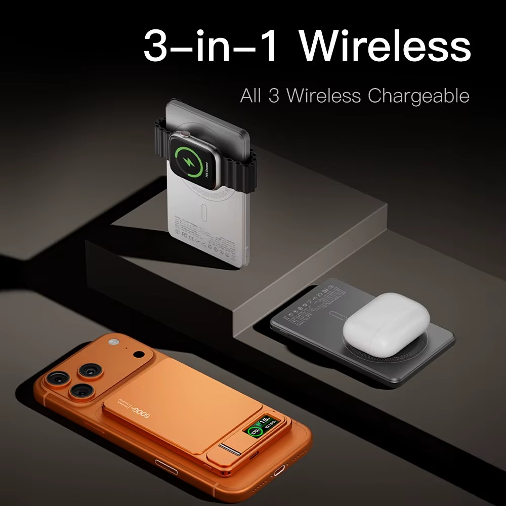 Premium Magnetic Wireless Power Bank 10000mAh – 20W Fast Charging Portable Battery with MagSafe Compatible Magnetic Charging, Digital Display and Phone Stand