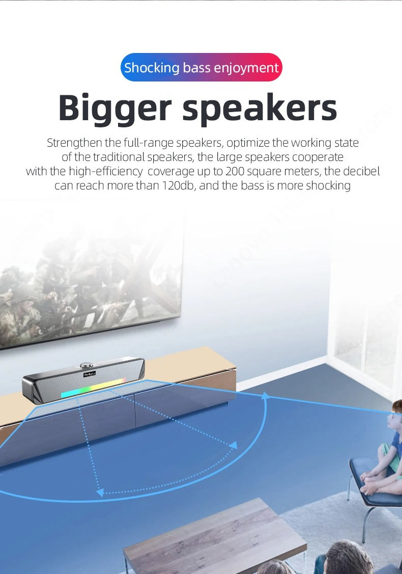 Luxury Bluetooth Speaker with RGB Lights for iPhone & Mac – Dual Stereo Subwoofer with Surround Sound, Loud Wireless Audio