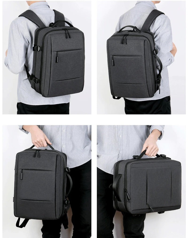 High Quality Waterproof Laptop Backpack for Men, Expandable USB Charging Bag, Business Travel School Rucksack