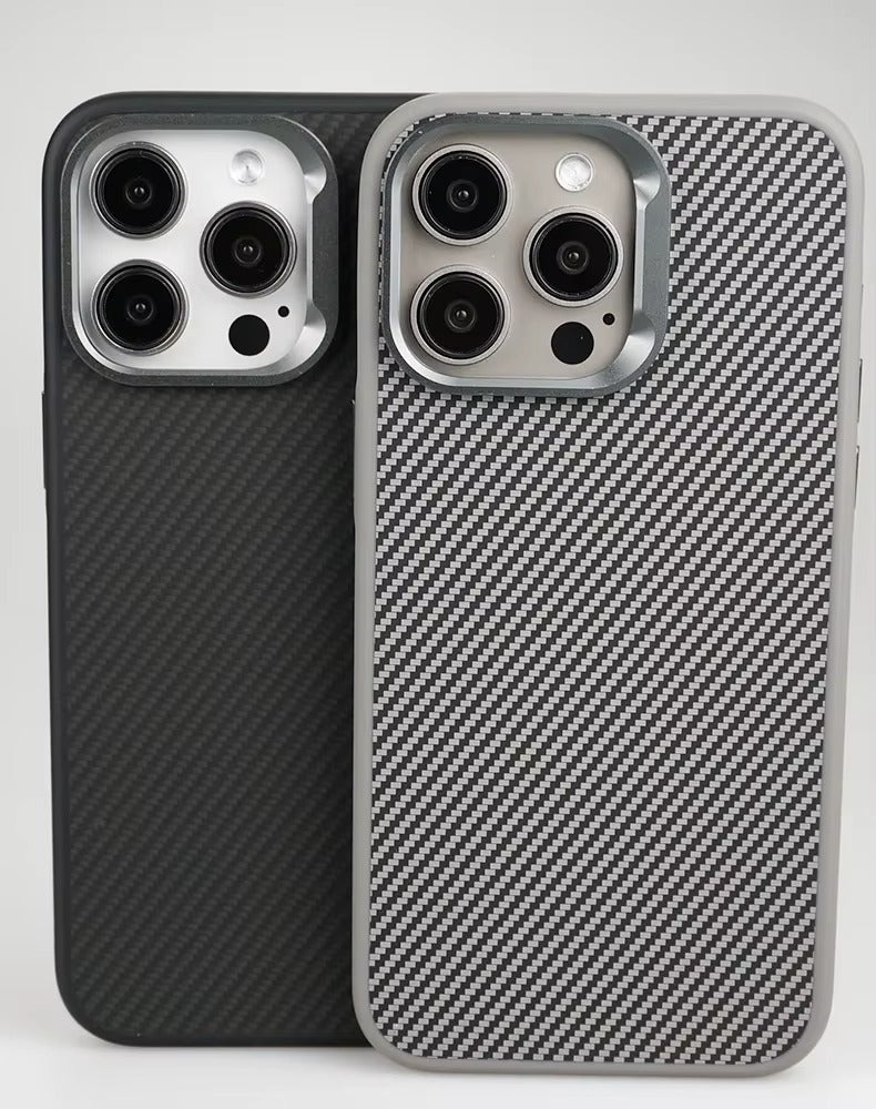 Luxury Apple iPhone Case, MagSafe Compatible, Camera Lens & Screen Protection, Ultra Thin, Shockproof, Magnetic Full All Around Cover – Carbon Fiber Texture Case with Soft Rubber Frame for Durable, Stylish Protection