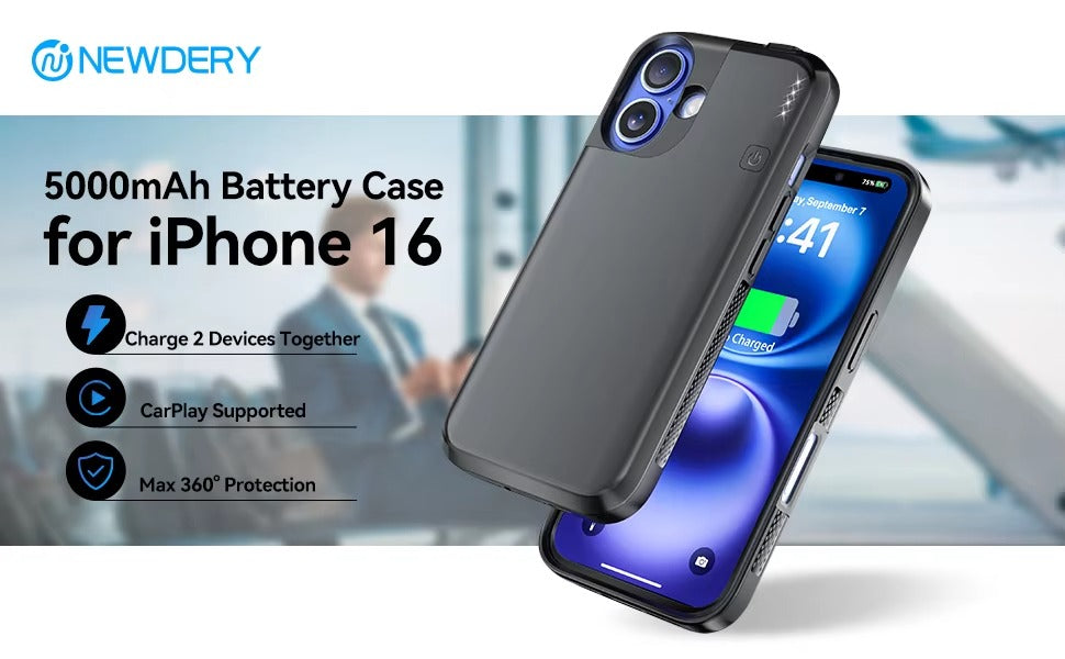 High Quality Apple iPhone Case MagSafe Compatible, Camera Lens & Screen Protection, Ultra Thin Shockproof Magnetic Full All Around Protection Cover with 8000mAh Battery Pack