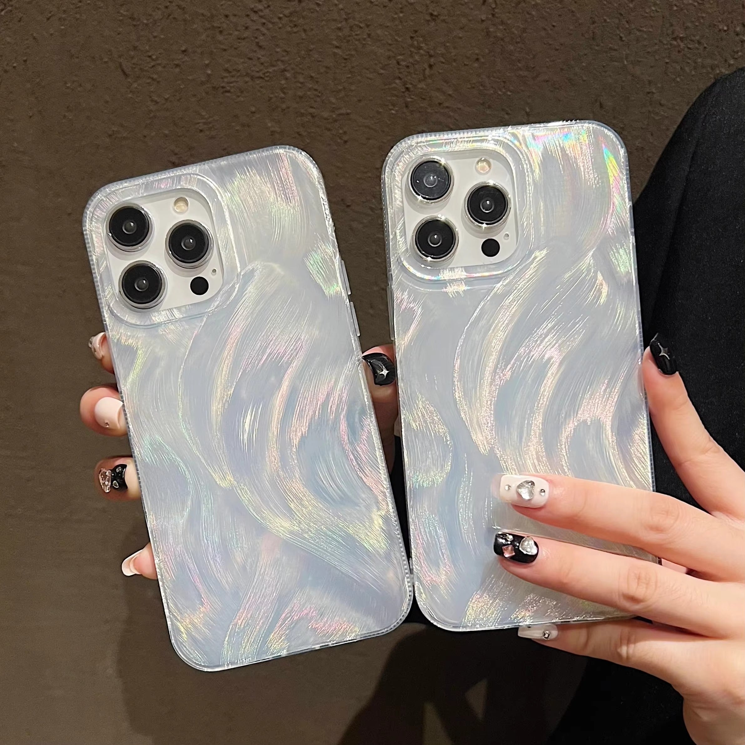 Luxury Apple iPhone Case, MagSafe Compatible, Camera Lens & Screen Protection, Ultra Thin, Shockproof, Magnetic Full All Around Cover – Laser Silver Gradient Silicone Case with Anti-Slip Edges & Soft Protective Design