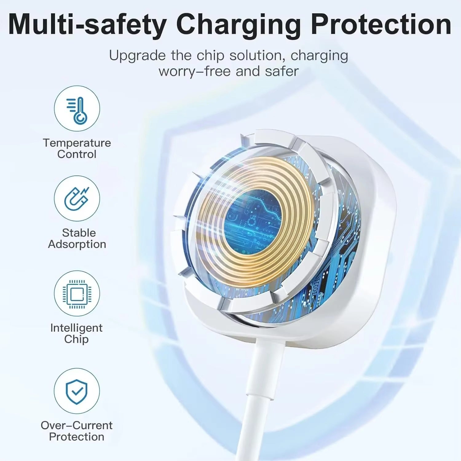 High-Speed 2-in-1 Magnetic Wireless Charger Cable – USB-A Fast Charging Cord for Apple Watch & iPhone, Strong Magnetic Adsorption, Smart Chip Protection