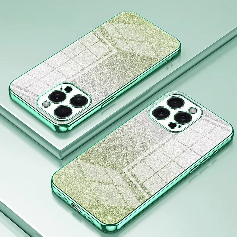 Luxury Apple iPhone Case, MagSafe Compatible, Camera Lens & Screen Protection, Ultra Thin, Shockproof, Magnetic Full All Around Cover – Electroplated Glitter Soft TPU Case with Shockproof Back Protection
