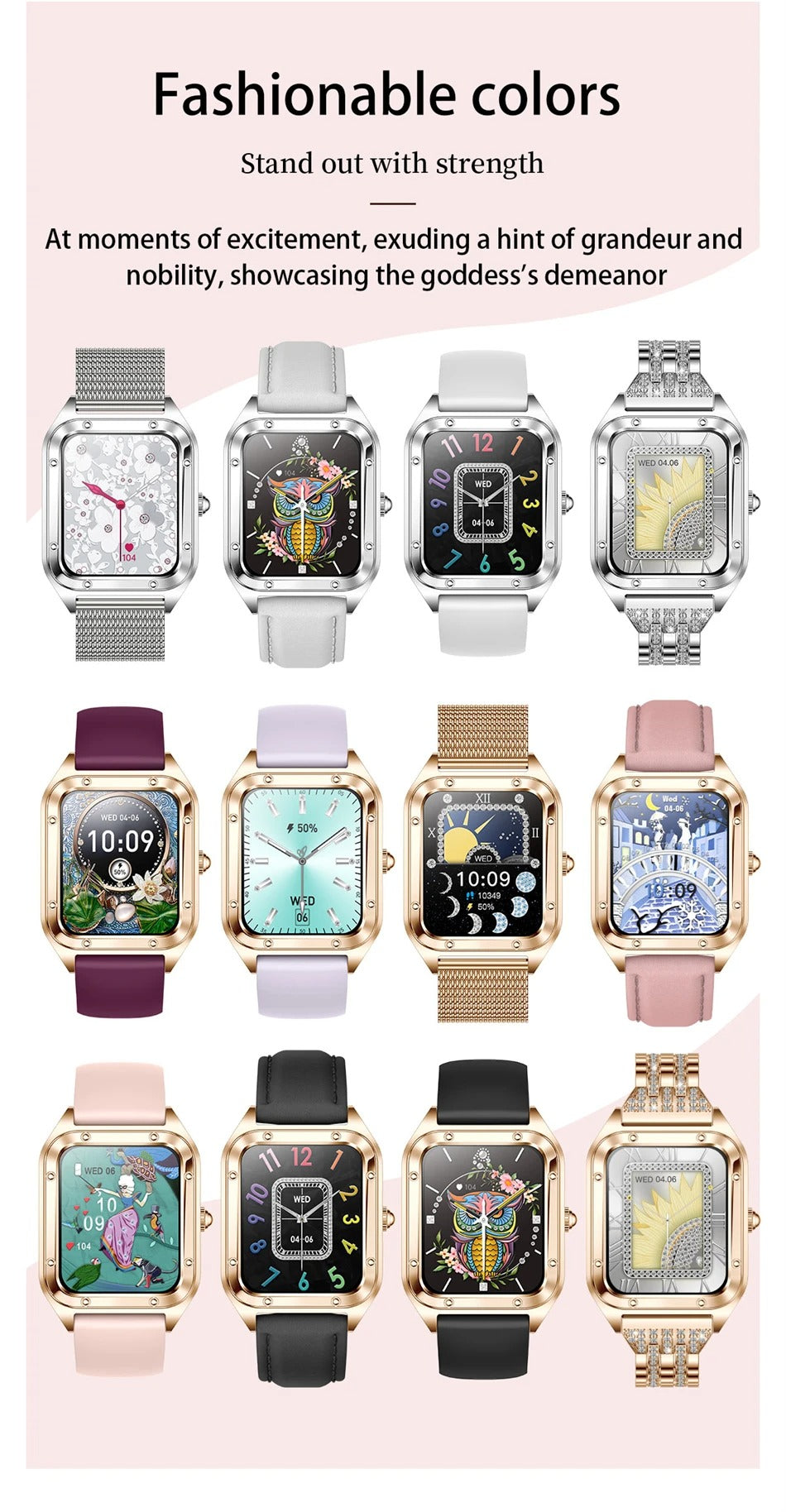 Luxury Women’s Smartwatch for iPhone – Bluetooth Call Fitness Tracker with Blood Pressure Monitor, Waterproof Sport Mode