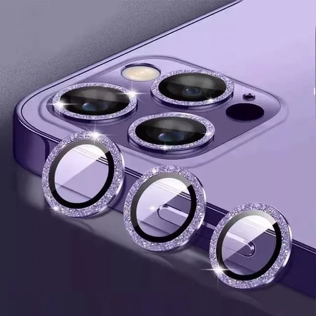 Luxury Metal Camera Lens Protector for iPhone – Diamond Edging, 9H Corning Glass, Anti-Scratch, Shockproof, Ultra HD Transparent Lens Cover Ring