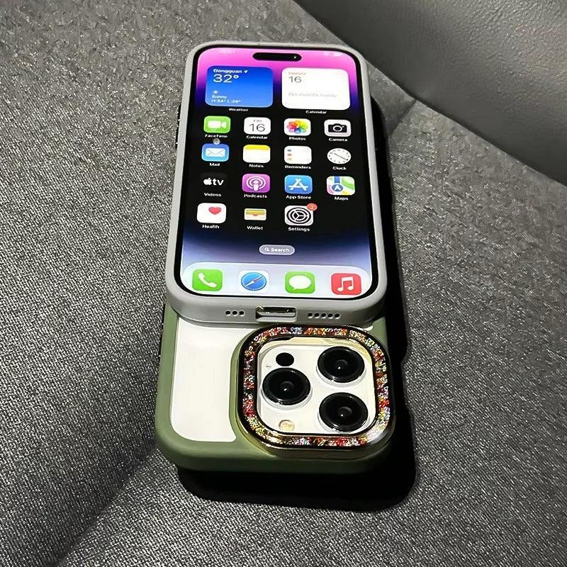 Luxury Apple iPhone Case, MagSafe Compatible, Camera Lens & Screen Protection, Ultra Thin, Shockproof, Magnetic Full All Around Cover – Glitter Diamond Transparent Armor Case with Enhanced Camera Protection