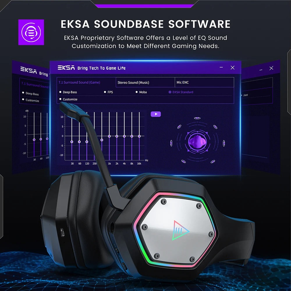 Premium 2.4GHz Wireless Gaming Headset for Mac & iPhone – Low Latency 7.1 Surround Sound Headphones with ENC Microphone