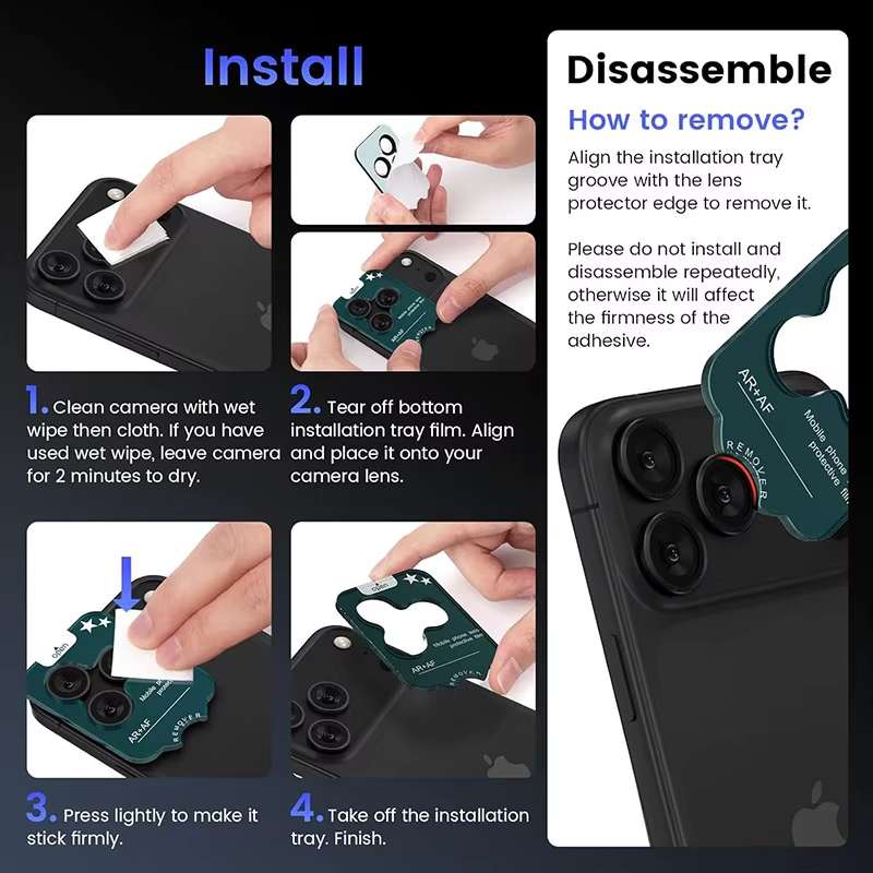 Premium Metal Camera Lens Protector – Tempered Glass Lens Cover Ring with Scratch Resistance, Shock Protection, Anti-Dust Coating and Precision Camera Protection