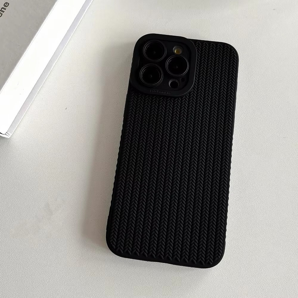 Luxury Apple iPhone Case, MagSafe Compatible, Camera Lens & Screen Protection, Ultra Thin, Shockproof, Magnetic Full All Around Cover – Woven Pattern Soft Silicone Case with Solid Color Stylish Design